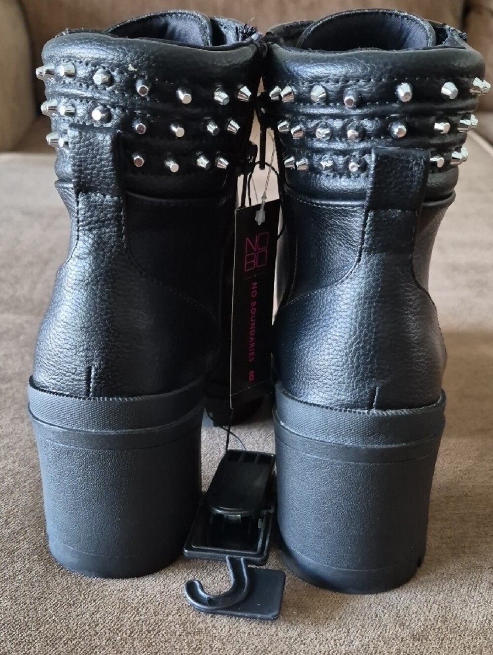Women's Studded Black Ankle Boots - Picture 3 of 6